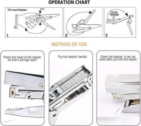 ONDY Plier Stapler Heavy Duty Office Stapler Hand Held 20-Sheet Stapler Papers Stapling Machine with 1000 Staples and Staple Remover Tool, Silver...