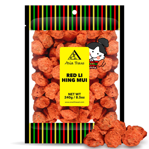 Asia Trans Seeded Red Li Hing Mui Crack Seed Plums - Hawaiian Favorite - Sweet, Sour, & Salty Dried Asian Plum...