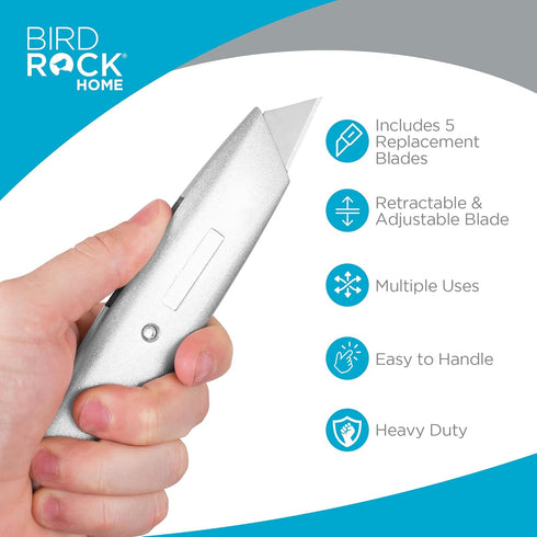 INTERNET'S BEST Premium Utility Knife Set | Retractable Box Cutter with Metal Handle | Heavy-Duty Cutting for Cardboard, Carpet, Plastic | Retract...