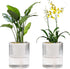 Self Watering Planter,Indoor Plants Pots for 4 Inch,2 Pack Clear White Plastic Flower Pot with Wick Rope,Home Modern Cylindrical Ribbed Decorative...