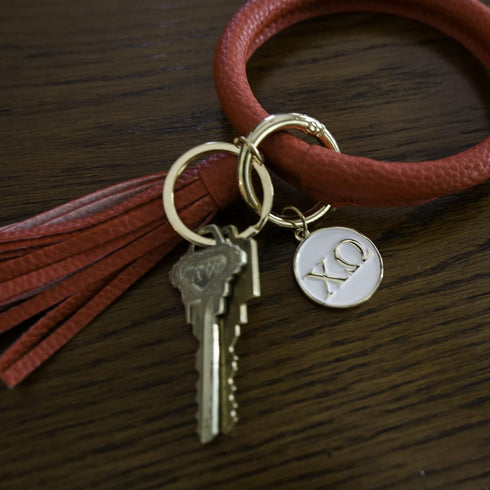 Sorority Shop PM Bangle Keychain - Phi Mu Pink Ring Keychain with Engraved Disc...