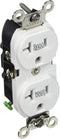 Leviton WBR20-W 20-Amp, 125-Volt, Wide Body Duplex Receptacle, Straight Blade, Industrial Grade, Self Grounding, Weather Resistant, White...