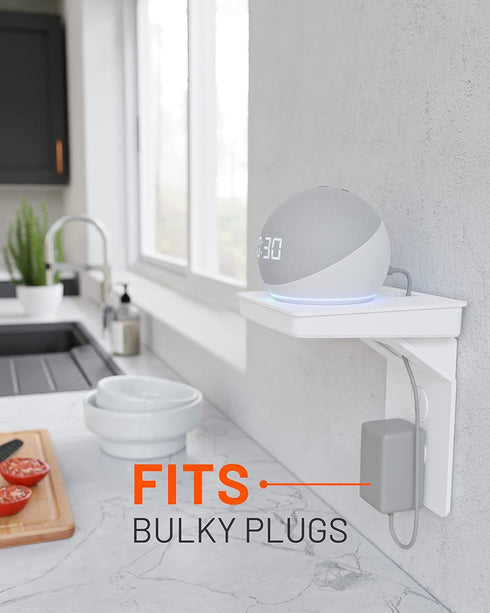 ECHOGEAR Outlet Shelf for Decora/GFCI Outlets - Next-Gen Design with Built-in Cord Storage & Room for Bulky Plugs - Quick Install with Included Ha...