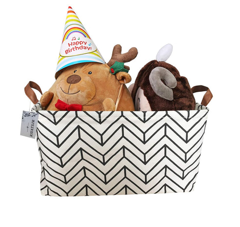 Rectangular Canvas Storage Bins,Waterproof Storage Basket,Collapsible Toy Organizer Bin with Handles for Clothes Storage, Kid's Toy & Book Storage...