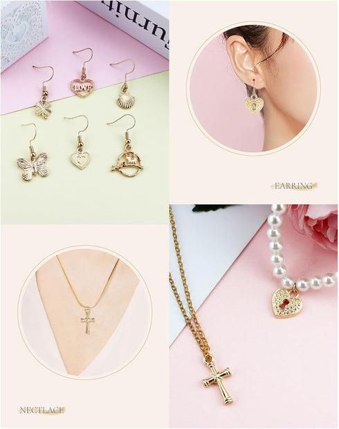 JIALEEY Wholesale Bulk 50PCS Mixed Gold Charms Pendants DIY for Necklace Bracelet Jewelry Making and Crafting...