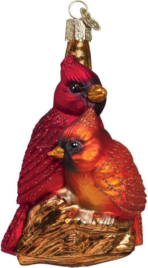 Old World Christmas Pair Bird Watcher Collection Glass Blown Ornaments for Christmas Tree,Northern Cardinal...