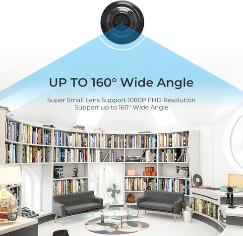Mini WIFI Camera 1080P HD Night Vision Included Motion Detection Remote Monitoring 160° Wide Angle Micro Baby Monitor for Home Office Store Wareho...