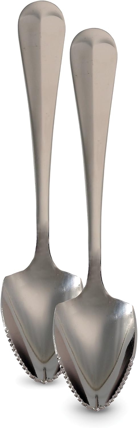 HIC Kitchen Grapefruit Dessert Spoons with Pointed Tip and Serrated Edge, Stainless Steel, Set of 2...