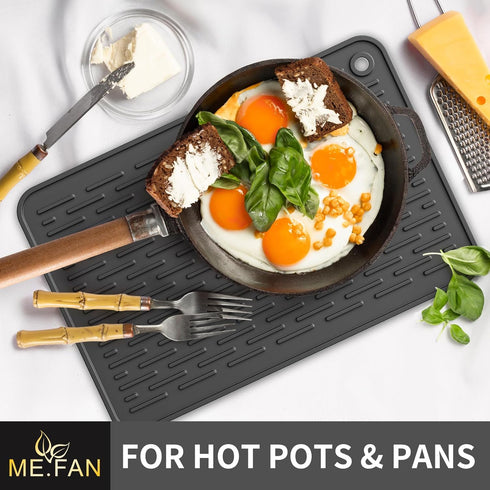 ME.FAN Silicone Dish Drying Mat for Kitchen Counter, Dish Drying Pad for Sink, Refrigerator or Drawer, Countertop Protection Pad S - 12'' x 8'' - ...