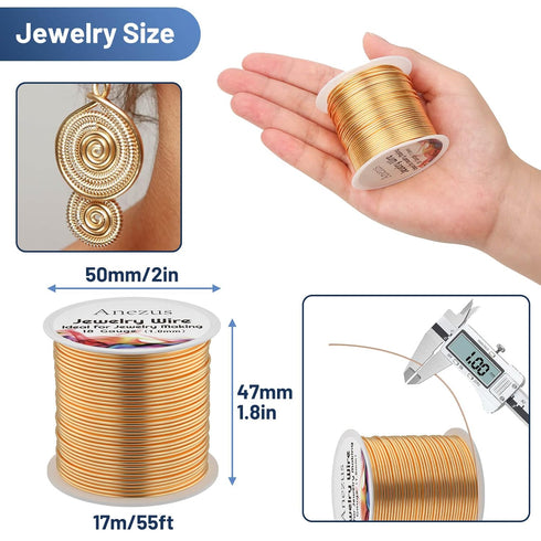 Anezus 18 Gauge Jewelry Wire for Jewelry Making, Anezus Craft Wire Tarnish Resistant Copper Beading Wire for Jewelry Making Supplies and Crafting ...