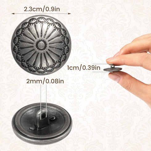 NUOMI 50 Pcs Antique Metal Shank Buttons, Vintage Shank Buttons for Crafts Projects, Coat, Jackets, Flower Pattern Engraved Metal Sewing Buttons 2...