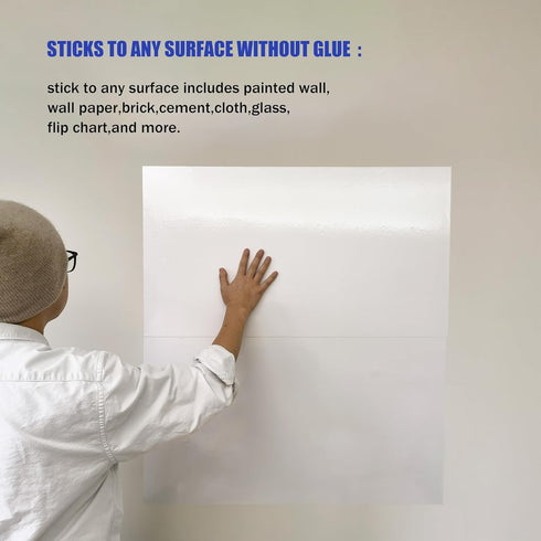 Static Whiteboard Wallpaper Roll, Portable Restickable Dry Erase White Board Wall Paper (16.5X196 in.) No Adhesive for Home Office Classroom...