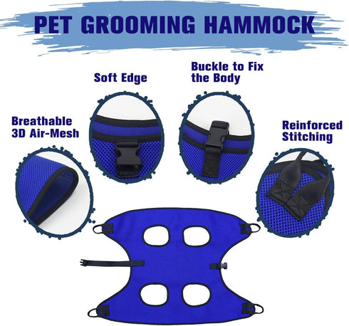 Dog Grooming Hammock Grooming Harness for Small Dogs Pet Grooming Hammock with Nail Clippers/Nail File/Comb Breathable Dog Nail Harness Hanging fo...
