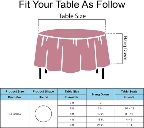 Pink Plastic Tablecloths 2 Pack Disposable Table Covers 84 Inch Circle Bridal Shower Party Tablecovers PEVA Vinyl Table Cloths for BBQ Picnic Birt...
