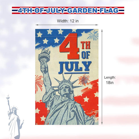4th of July Garden Flag, 12x18 Inch Double Sided Patriotic Fourth of July Garden Flag for Independence Day Outdoor House Yard Decoration...