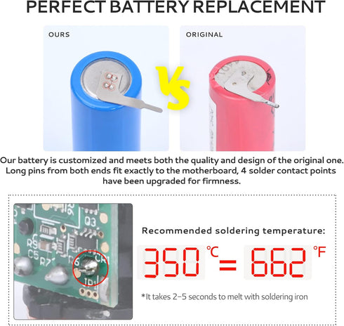 Electric Toothbrush Battery Replacement for Philips Sonicare Parts HX6300 HX6500 HX6610 HX6700 HX6900 HX9300 Series with Solder Wire, Disassemble ...