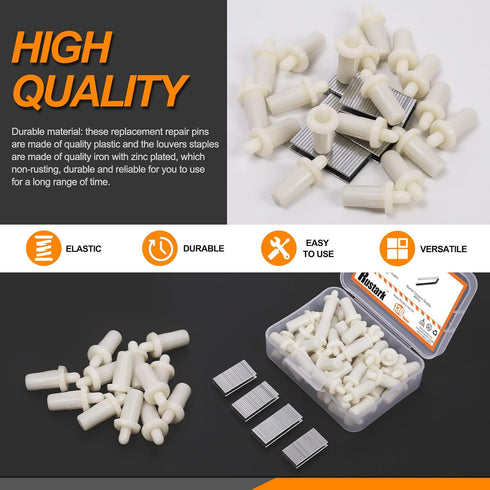 130Pcs Professional Plantation Shutter Repair Kit Includes 50Pcs Spring Loaded Shutter Pins and 80Pcs Tilt Rod Shutter Louvers Staples Shutter Pin...