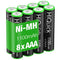 HiQuick AAA Rechargeable Batteries AAA Batteries 1100mAh High Capacity Performance 1.2V, Per-Charged Ni-MH AAA Battery Pack of 8 Batteries...