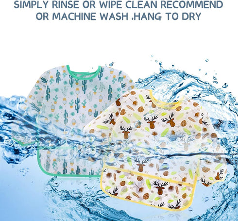 5 Pcs Long Sleeved Baby Toddler Bibs Waterproof Sleeved Bib 3-24 Months...