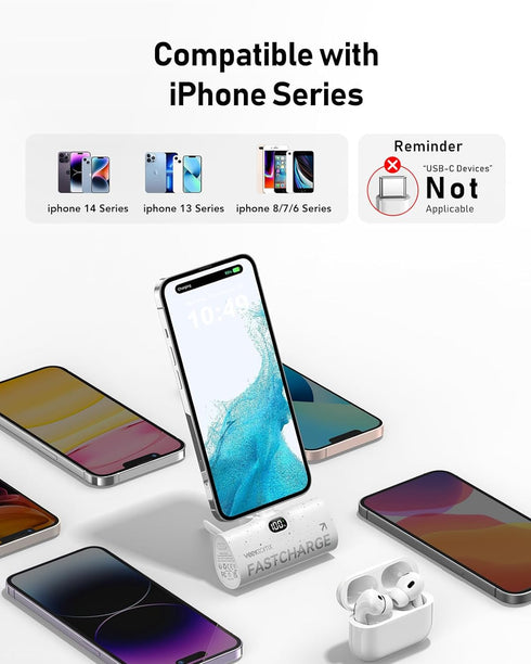 VEEKTOMX Small Portable Charger for iPhone, Fast Charging Power Bank Mini 5000mAh Battery Pack Compatible with iPhone 14/14 plus/14 Pro Max/13/13P...