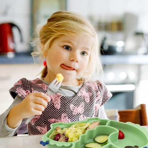 Linowos Silicone Suction Plate for Toddlers - Self Feeding Training Divided Plate Dish and Bowl for Baby and Toddler, Fits for Most Highchairs Tra...