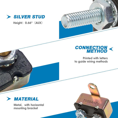 GLOSO Stud Type Circuit Breakers, Crosswise Bracket, Auto Reset (T1) - 5 Pack (30A) E512...