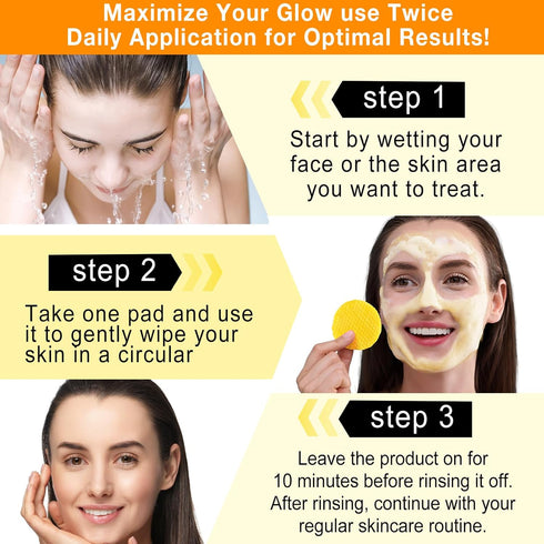 Kojic Acid Turmeric Cleansing Pads, Turmeric Cleansing Exfoliating Pads for Dark Spots, Turmeric Cleansing Pads For Face, Balance Skin Oil And Wat...