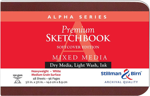 Stillman & Birn Alpha Series Softcover Sketchbook, 5.5" x 3.5", 150 gsm (Heavyweight), White Paper, Medium Grain Surface...