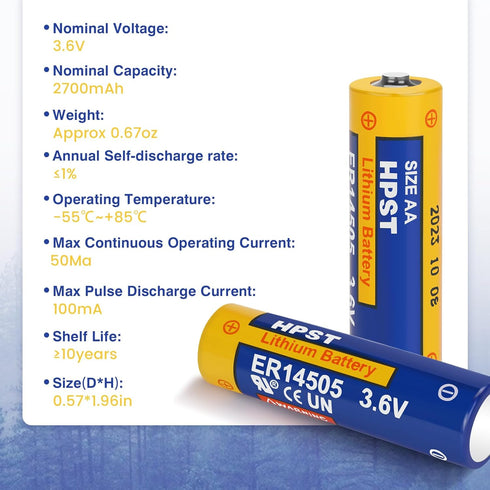 ER14505 Battery 3.6 Volt Lithium Battery AA 2400mAh Batteries 8 Pack Non-Rechargeable Battery SB-AA11 LS14500 TL-5903 SL-360 SAFT LS14500...
