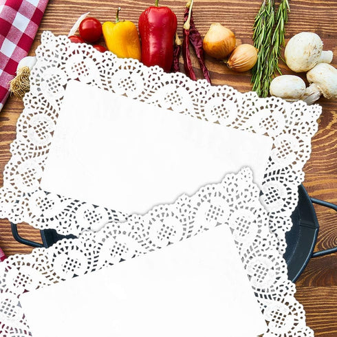 Lace Doilies Paper Rectangular 100 Pieces, White Square Lace Paper Placemats for Tables, Cake, Baking, Wedding Decoration (6.3" x 9")…...