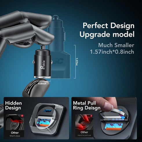 USB C Car Charger Fast Charging PD45W QC45W Mini Cigarette Lighter Car Charger USB C Charger Dual Port with 3FT USB C to Lightning Cable, USBC Car...