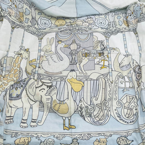 HGHG New Carousel Swaddles Soft Baby Muslin Swaddle Blanket (carousel blue)...