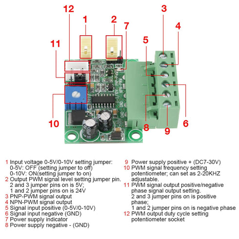 0-5V/0-10V Converter Module Analog Input Voltage to PWM 2KHZ-20KHZ...