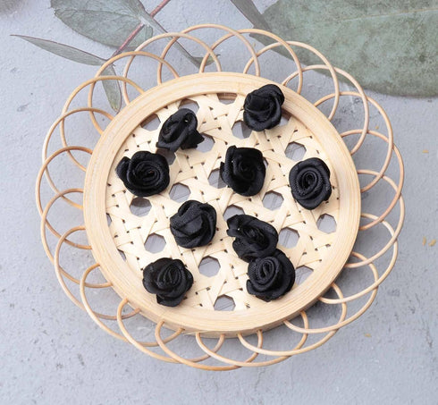 50 pcs Satin Ribbon Roses Mini Flowers Boutique Applique Sewing Embellishment Supplies for DIY Craft Project Scrapbooking Wedding Theme Parties Ho...