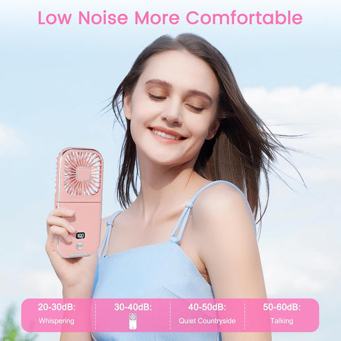 Portable Handheld Fan, Mini Cute Neck Personal Fan with Phone Holder, 3000mAh Rechargeable Power Bank?Small Desk Fan for Home Office Outdoor Trave...