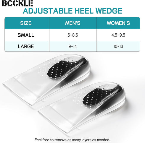 2Layers Adjustable Orthopedic Heel Wedge Inserts,Upgrade Poron Heel Pads Insoles,Max Anti-Shock Heel Cushion for Supination,Pronation Correction,B...