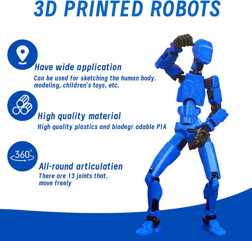Titan 13 Action Figure, Action Figures, T13 Action Figure 3D Printed Robot Multi-Jointed Movable, Desktop Decorations for Game Lovers (Blue)...