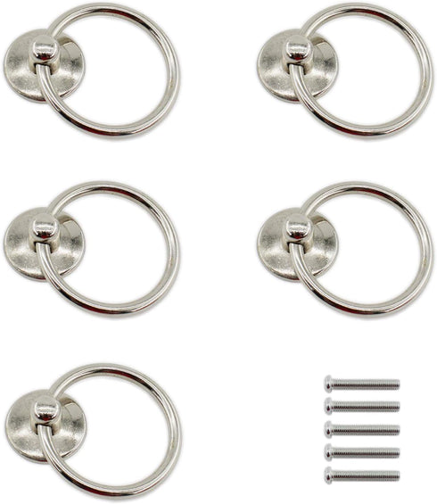 Kitchen Cabinet Handles, Metal Drawer Rings Pulls,Single Hole Cabinet Handles and Knobs,Bathroom Cabinet Hardware with Installation Screws (Silver...