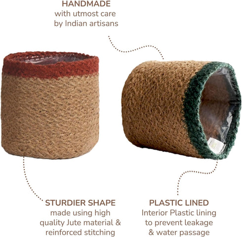 Jute Planter Basket-Woven Jute Rope Covers for Decorating Indoor/Outdoor Succulents, Small Plant Pots-Set of 4-Multi-Purpose Storage Bins 4.5 in -...