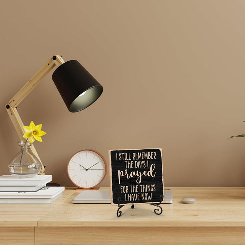Inspirational Gifts for Women Men, Christian Wooden Sign Decor with Iron Stand, Religious Wood Decorations for Home Office Room Kitchen Tabletop D...