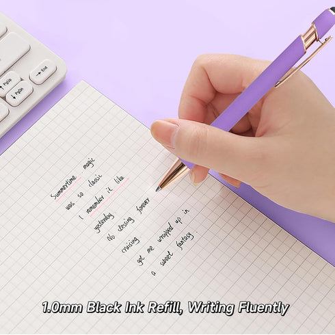 Personalized Pens for Women, 6 Pcs Purple Pens Ballpoint Pens Bulk, 1.0mm Medium Point Black Ink Pens for Journaling, Office and School Supplies P...