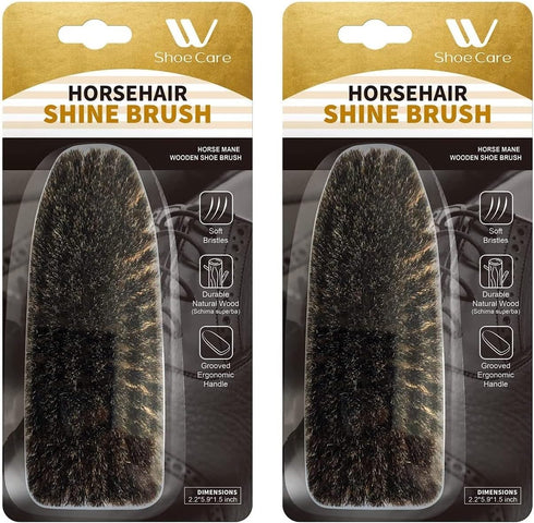 Care Shoe Brush, Protects Leather from Scuffs and Scratches, Best for All Kind of Leather Surfaces, Shoe Cleaner, Horsehair Boot Brush, Pack of 2 ...