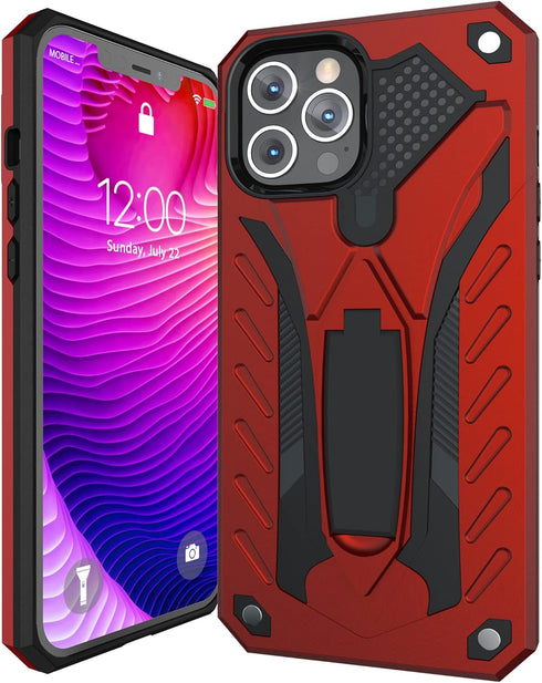 Kitoo Designed for iPhone 12 | 12 Pro Case with Kickstand, Military Grade 12ft. Drop Tested - Red...