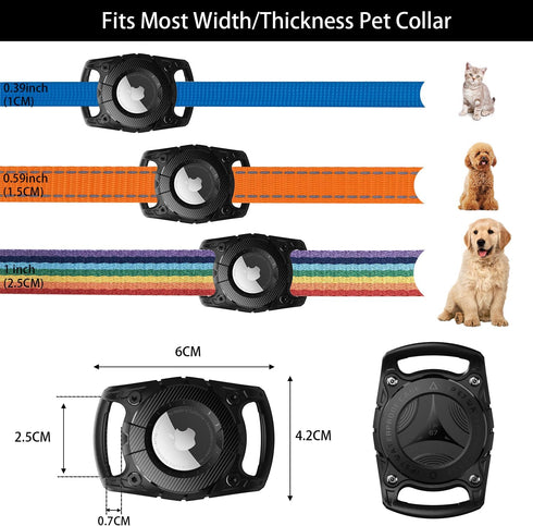 Waterproof Pet Airtag Dog Collar Holder Airtag Keyring, Anti-Lost Shock Resistant Air Tag Holder Hard TPU Airtag Dog Collar Case for Key,Backpack,...
