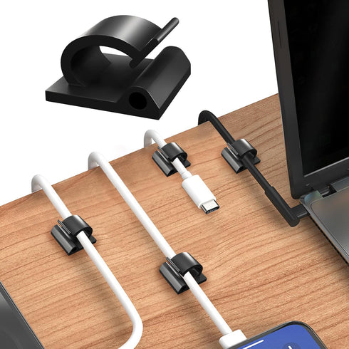50 Pcs Cable Management Under Desk, Xuuza Adhesive Cable Clips Cord Keeper Organizers for Phone Chargers, Computer Mouse Cables, Lightning Chargin...