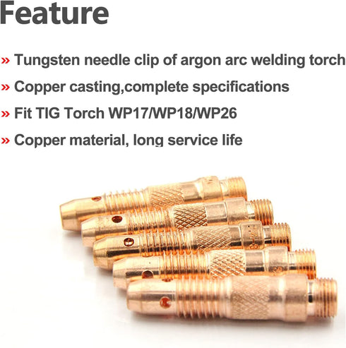 TIG Collet Body 10N32 (3/32"&2.4mm Orifice) for TIG Welding Torch WP-17, 18 & 26 Series Consumables Collet Body 10Pcs...