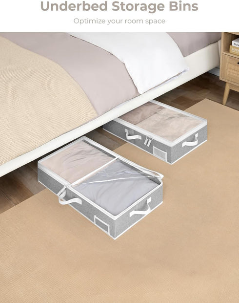 StorageWorks Under Bed Storage Containers with Handles and Label Holder, 2 Pack Ultra-thick Fabric Underbed Bins, Closet Organizer for Clothes, Bl...