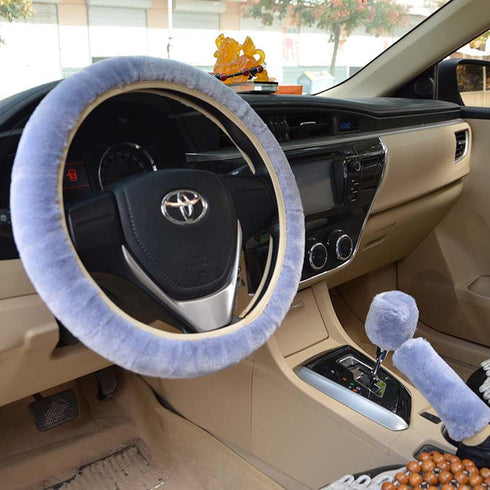 Car Steering Wheel Cover for Winter,Soft Fluffy Car Steering Wheel Cover,Universal 15INCH for Womens/Girls,Soft Cozy Car Steering Wheel Protector(...