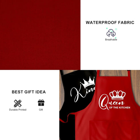 King Queen Apron Set Couple Aprons for Valentine's Day gifts His and Her Aprons for Couples...