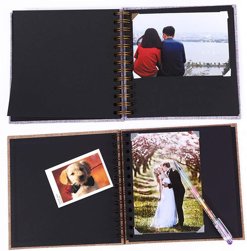 Enyuwlcm Linen Hardcover Small Scrapbook with Black Pages 4 x 6 Handmade Photo Album DIY Album Book Suitable for School Kids Boy 40 Pages Coffee...